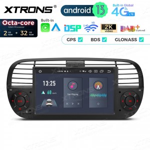 XTRONS PXS7250FBL 7.0" FIAT 500 Multimeedia Android 13.0 Octa-Core 4G