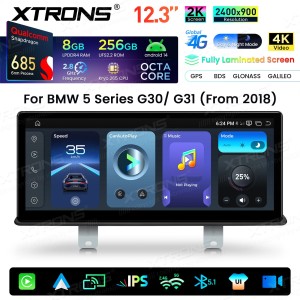 XTRONS QWBX24EVB12FVN 12.3" BMW 5 Seeria G30, G31 EVO Multimeedia Android 14.0 Octa-Core 4G