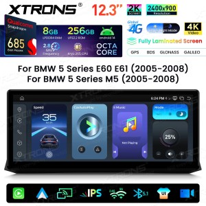 XTRONS QWBX24CCB12E60 12.3" BMW 5 Seeria E60, E61, M5 CCC Multimeedia Android 14.0 Octa-Core 4G