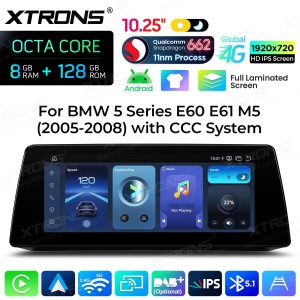 XTRONS QBBH14CCB12E60 12.3" BMW 5 Seeria E60, E61, M5 CCC Multimeedia Android 14.0 Octa-Core 4G