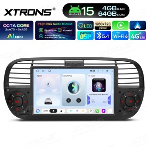 XTRONS UA7550FLB 7.0" FIAT 500 Multimeedia Android 15.0 Octa-Core 4G