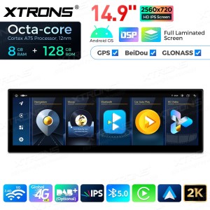 XTRONS QLBH4460CI 14.9" BMW 5 Seeria E60, E61 CIC Multimeedia Android 14.0 Octa-Core 4G